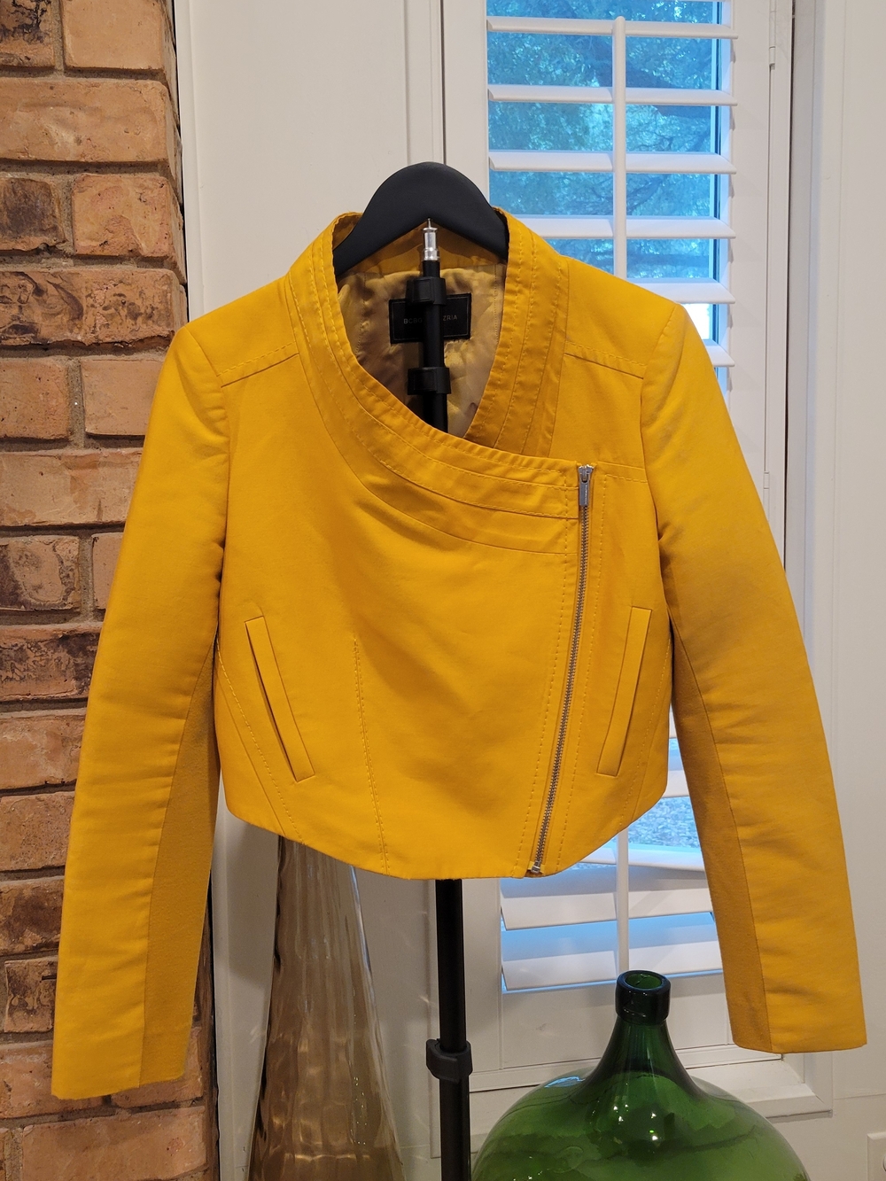 BCBGMaxAzria Mustard Yellow Asymmetrical Zip Jacket